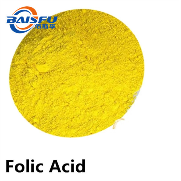 Shaanxi Baisfu pure plant extract yellow or orange yellow crystalline powder Folic acid CAS: 59-30-3 Food Grade for medicine