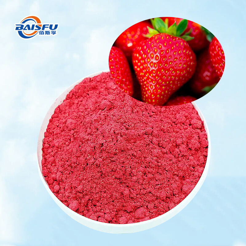 Baisfu Wholesale Pure Freeze Dried Strawberry Powder Food Grade High Vitamin C for Beverages